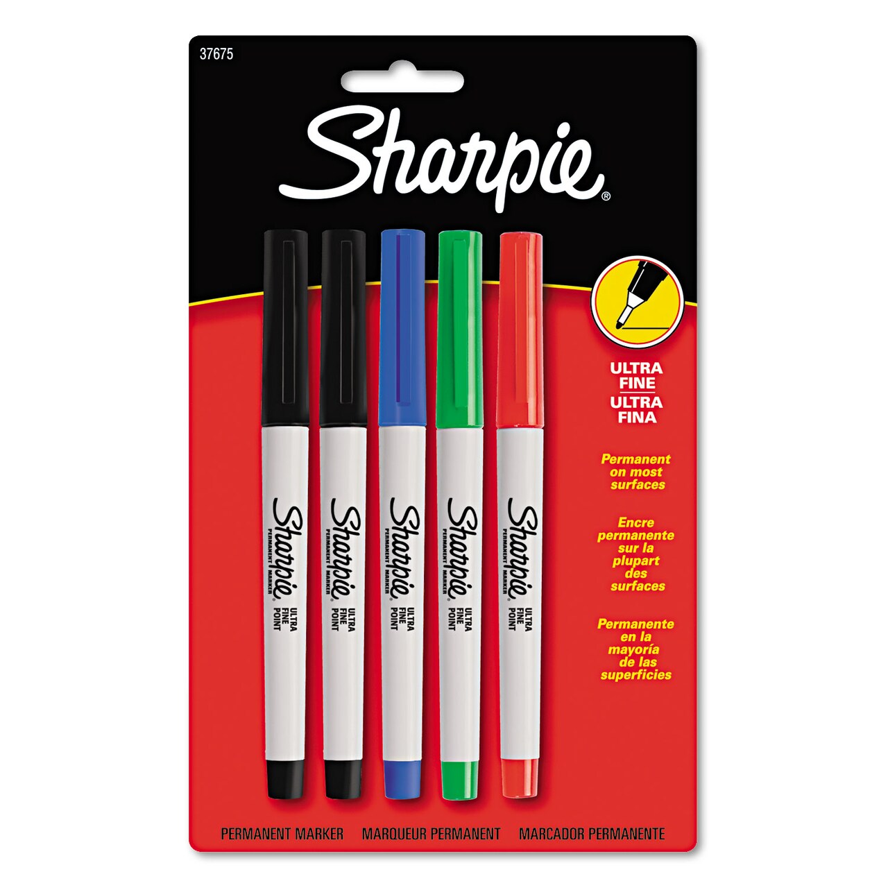 Sharpie Ultra Fine Tip Permanent Marker, Extra-Fine Needle Tip, Assorted Colors, 5/Set